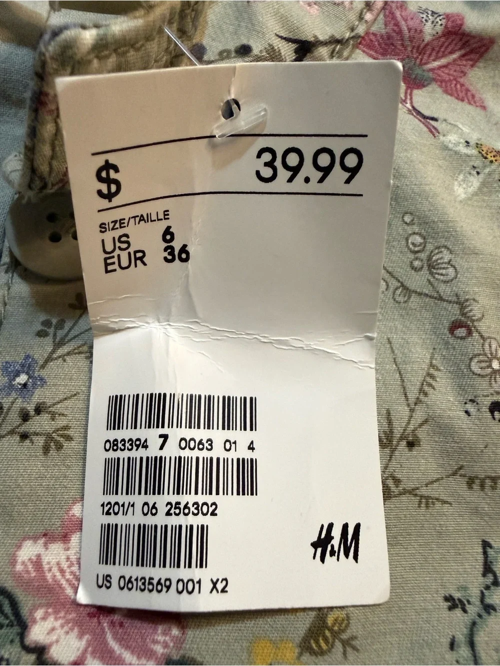 Girls H&M Floral Utility Jacket Size 6 Green Pink Button Front